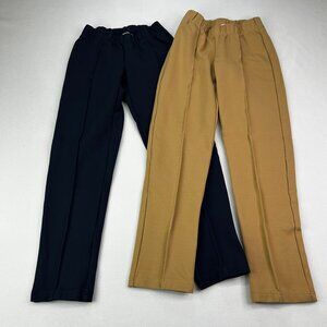 Lilly Pulitzer Pintuck Travel Pants Navy Blue & Camel Tan Size XS LOT of 2